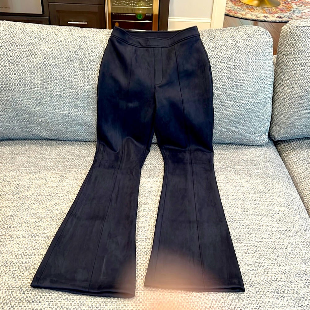 Spanx Perfect Pant, High Rise Flare Blue Suede Size Medium